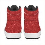 Red (NOT Real) Glitter Print High Top Leather Sneakers