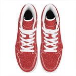 Red (NOT Real) Glitter Print High Top Leather Sneakers