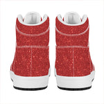 Red (NOT Real) Glitter Print High Top Leather Sneakers