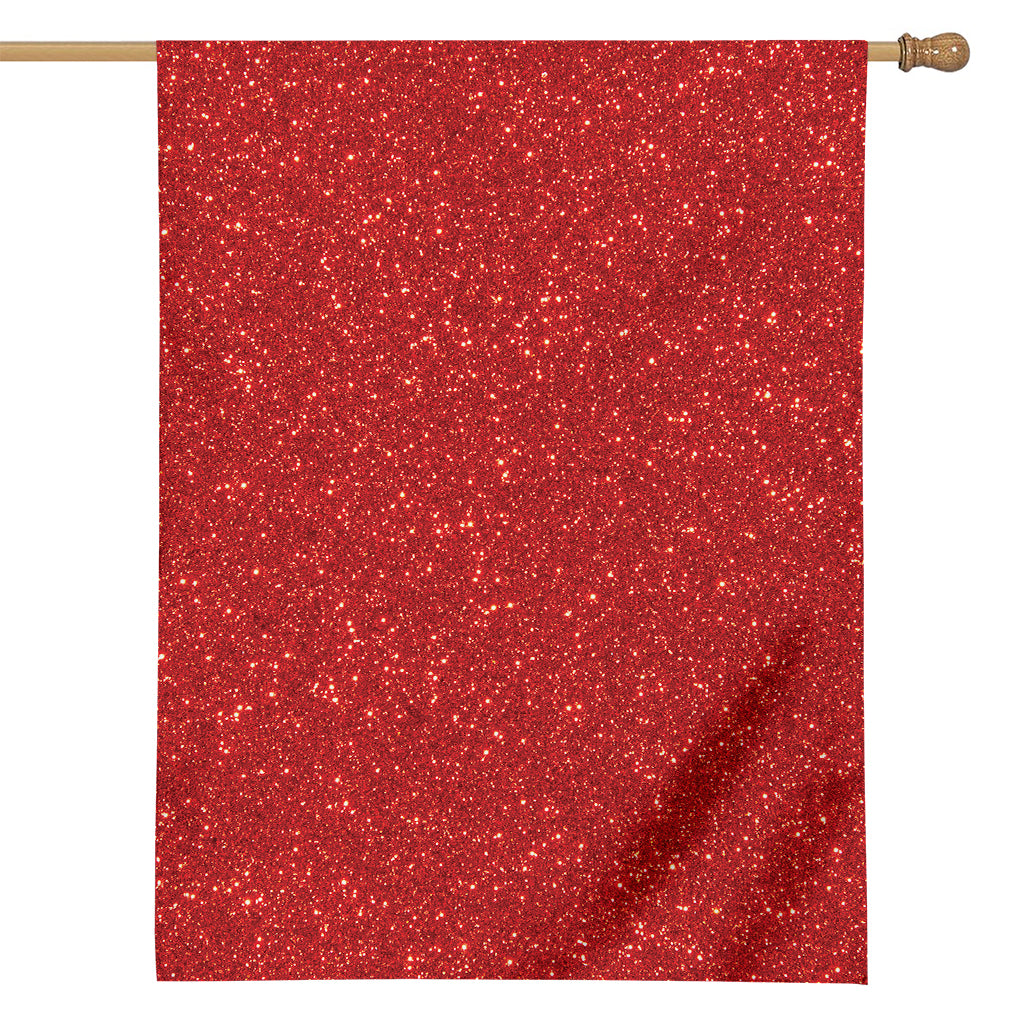 Red (NOT Real) Glitter Print House Flag