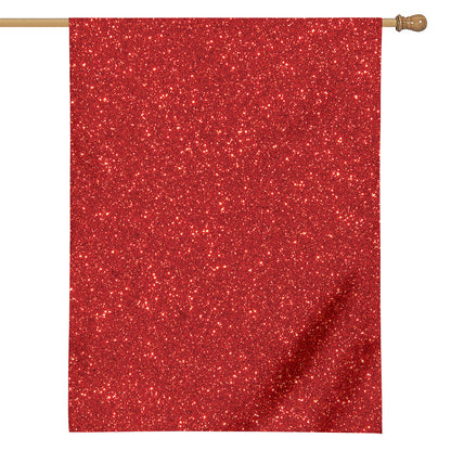 Red (NOT Real) Glitter Print House Flag
