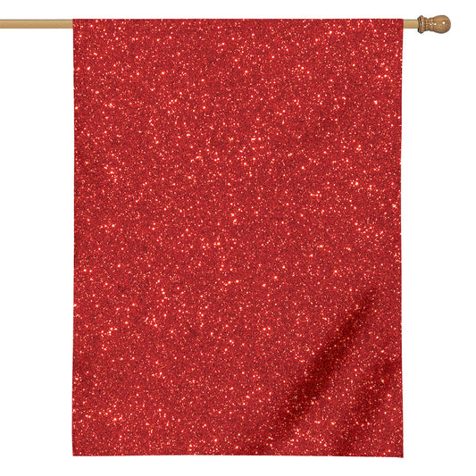 Red (NOT Real) Glitter Print House Flag