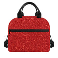 Red (NOT Real) Glitter Print Insulated Lunch Bag