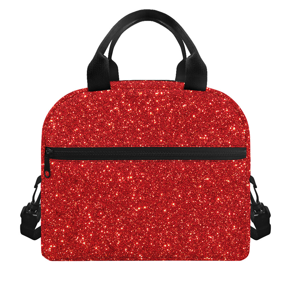 Red (NOT Real) Glitter Print Insulated Lunch Bag