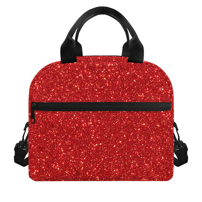 Red (NOT Real) Glitter Print Insulated Lunch Bag