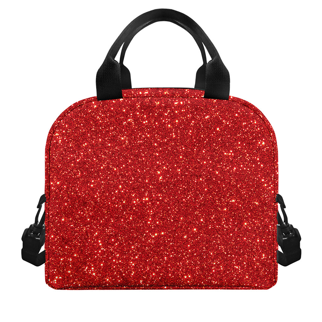 Red (NOT Real) Glitter Print Insulated Lunch Bag