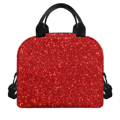 Red (NOT Real) Glitter Print Insulated Lunch Bag