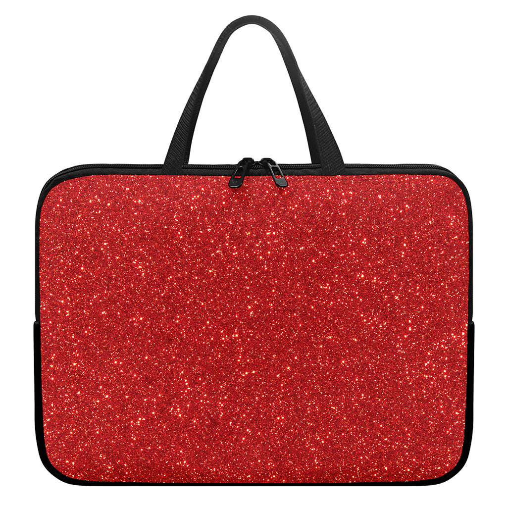 Red (NOT Real) Glitter Print Laptop Sleeve With Handle