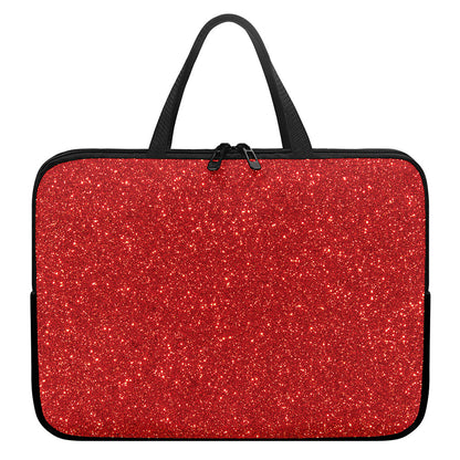 Red (NOT Real) Glitter Print Laptop Sleeve With Handle