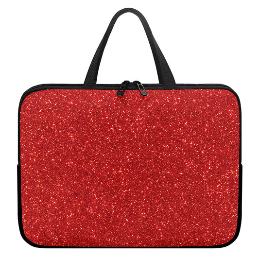 Red (NOT Real) Glitter Print Laptop Sleeve With Handle