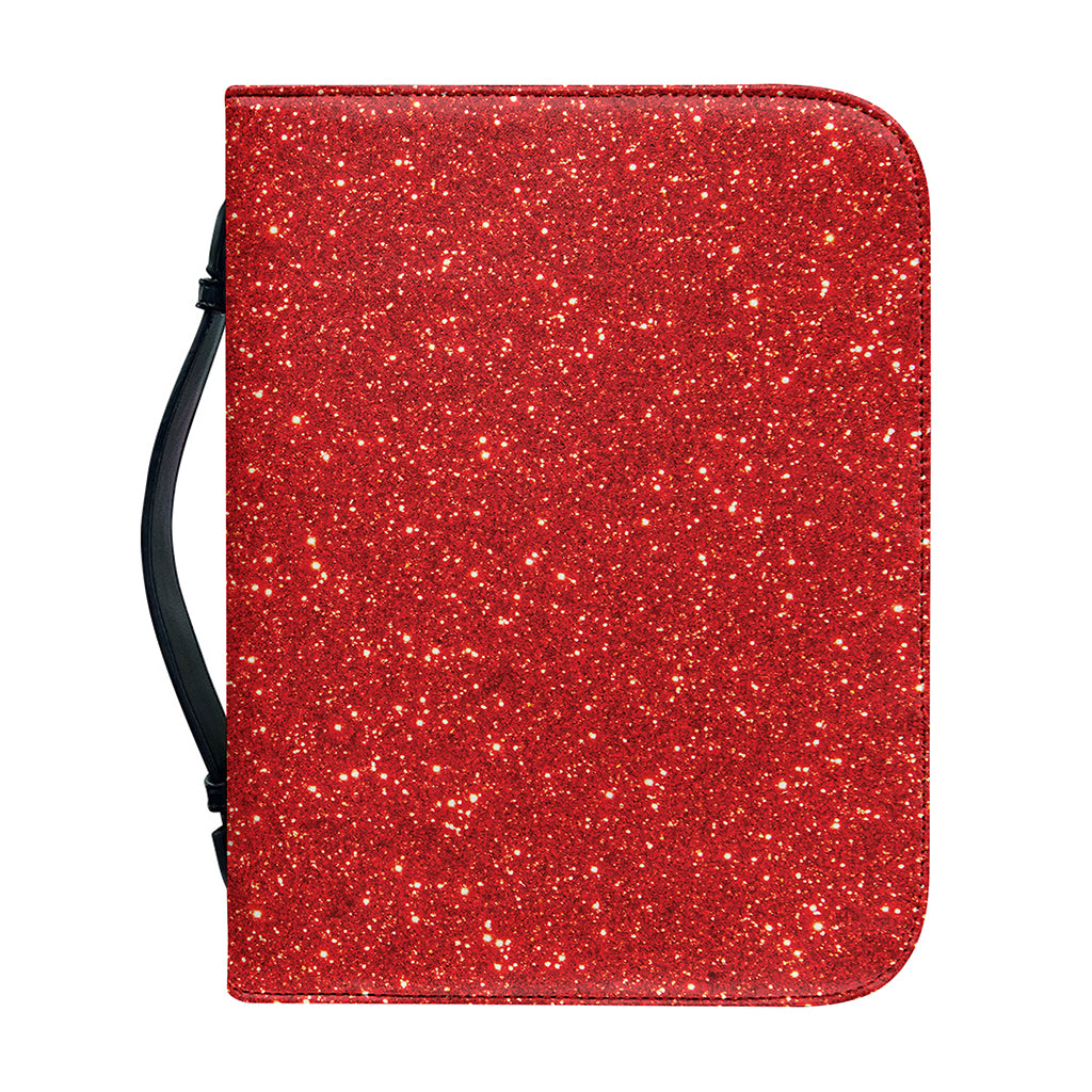 Red (NOT Real) Glitter Print Leather Bible Cover