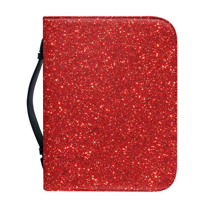 Red (NOT Real) Glitter Print Leather Bible Cover