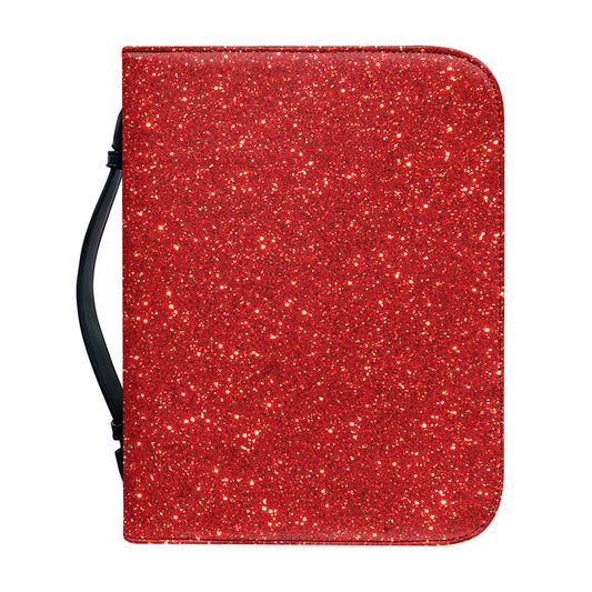 Red (NOT Real) Glitter Print Leather Bible Cover