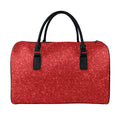 Red (NOT Real) Glitter Print Leather Duffel Bag