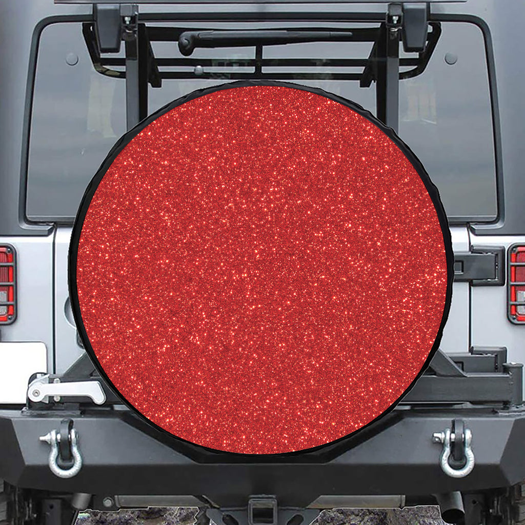 Red (NOT Real) Glitter Print Leather Spare Tire Cover