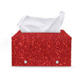 Red (NOT Real) Glitter Print Leather Tissue Box Cover