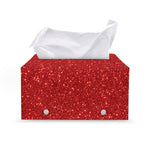 Red (NOT Real) Glitter Print Leather Tissue Box Cover