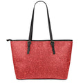 Red (NOT Real) Glitter Print Leather Tote Bag With Zipper