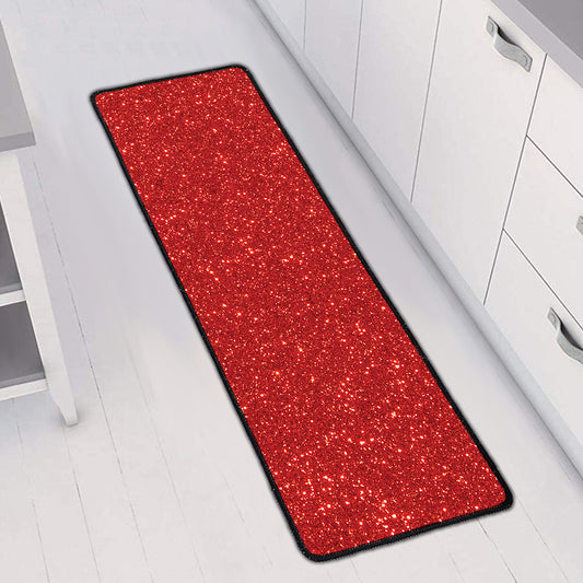 Red (NOT Real) Glitter Print Long Kitchen Mat