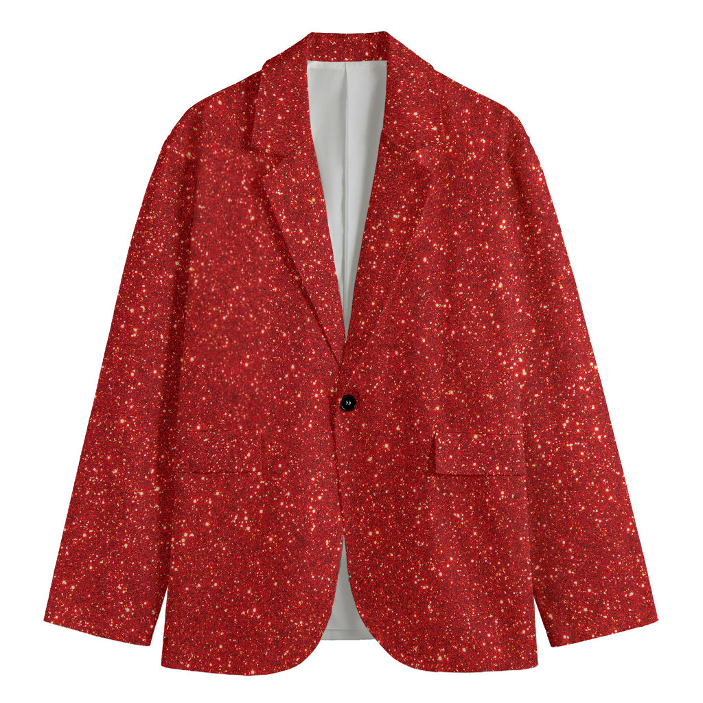 Red (NOT Real) Glitter Print Men's Blazer