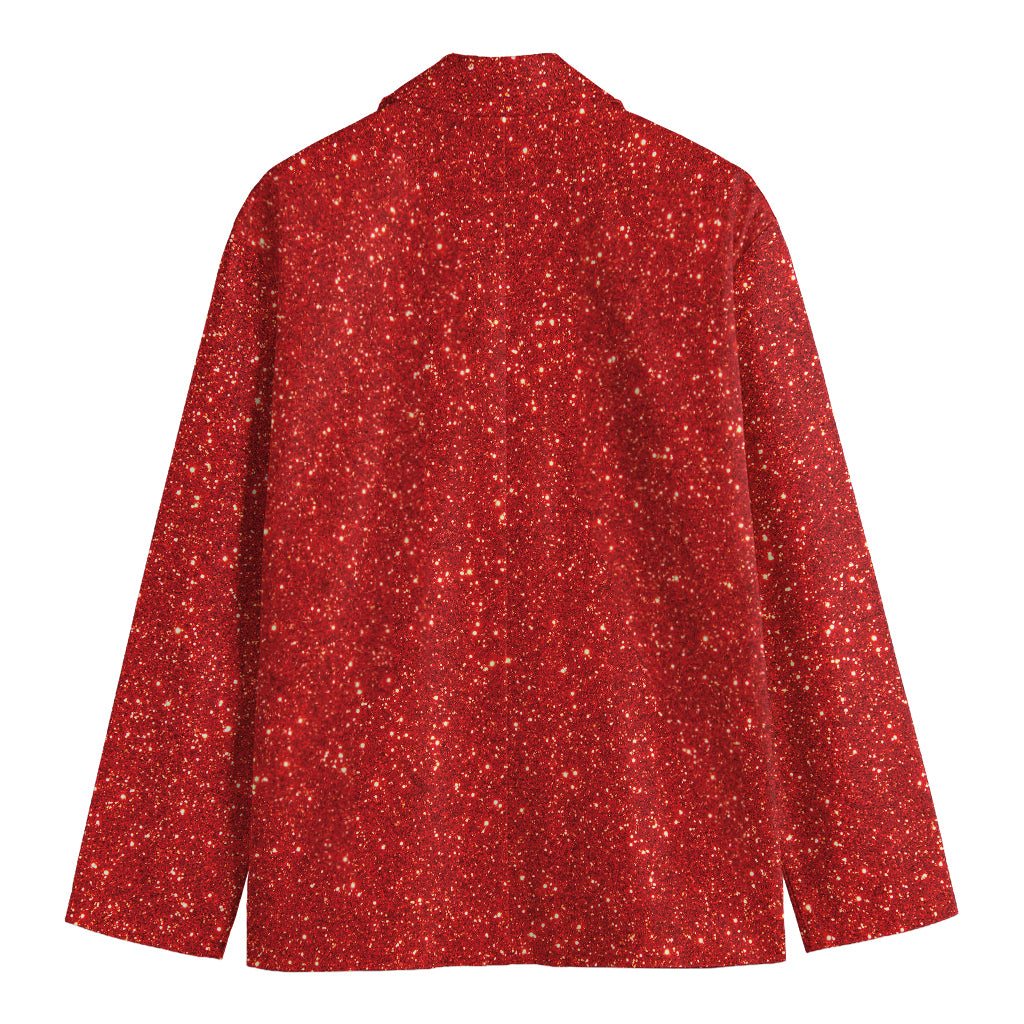 Red (NOT Real) Glitter Print Men's Blazer