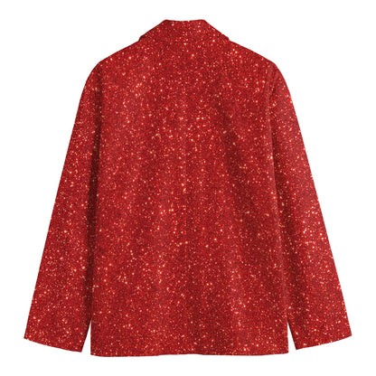 Red (NOT Real) Glitter Print Men's Blazer