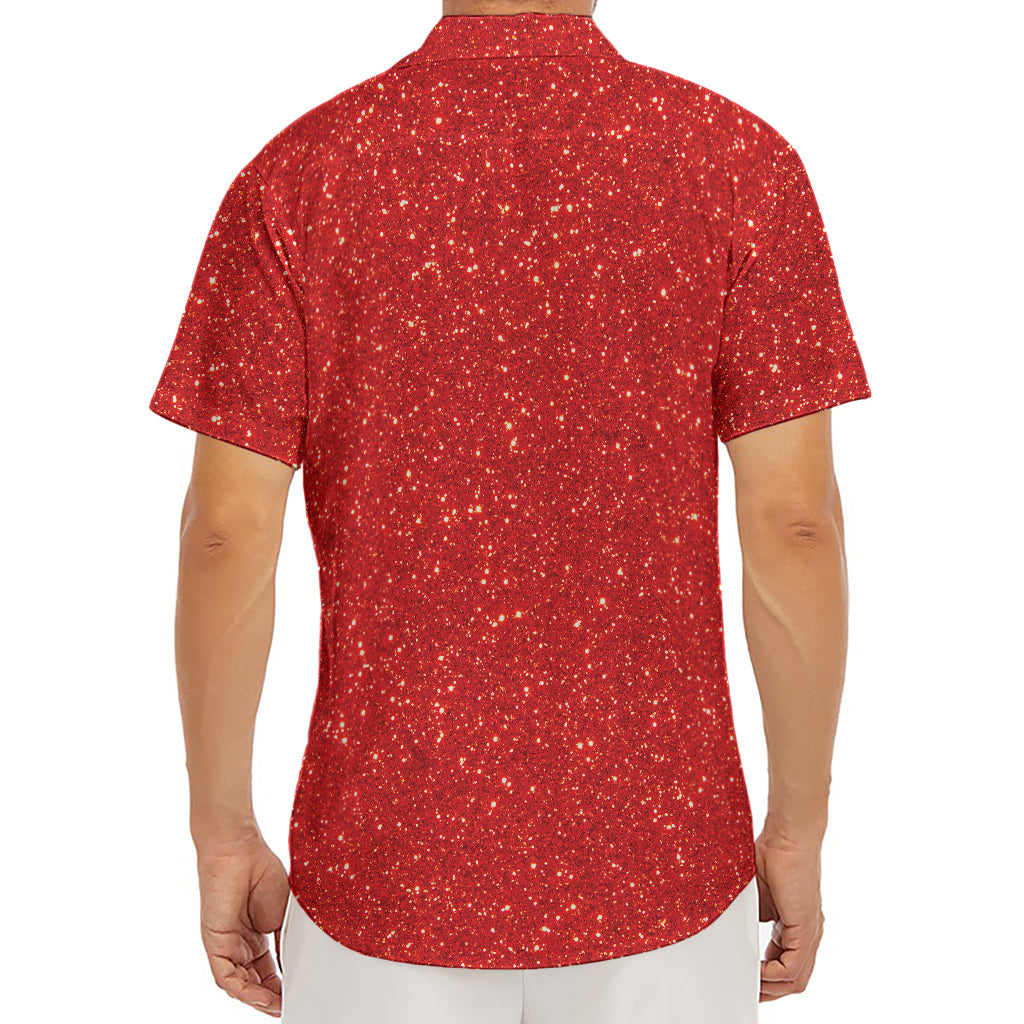 Red (NOT Real) Glitter Print Men's Deep V-Neck Shirt
