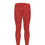 Red (NOT Real) Glitter Print Men's leggings