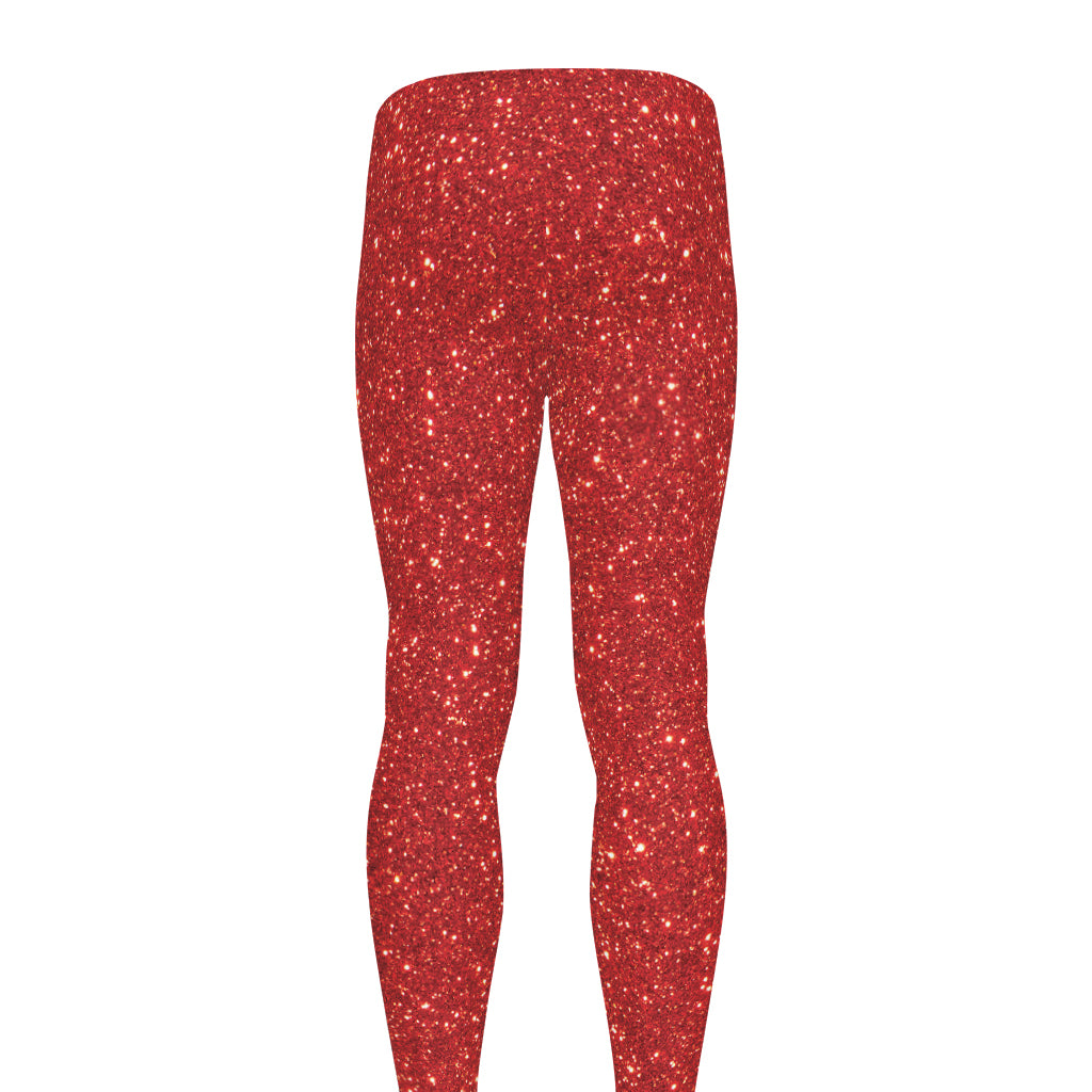 Red (NOT Real) Glitter Print Men's leggings
