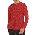 Red (NOT Real) Glitter Print Men's Long Sleeve Rash Guard