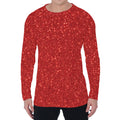 Red (NOT Real) Glitter Print Men's Long Sleeve T-Shirt
