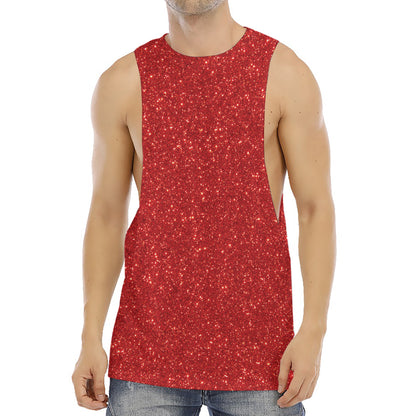 Red (NOT Real) Glitter Print Men's Muscle Tank Top
