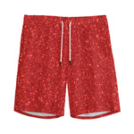 Red (NOT Real) Glitter Print Men's Sports Shorts