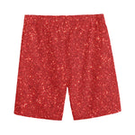 Red (NOT Real) Glitter Print Men's Sports Shorts
