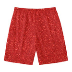 Red (NOT Real) Glitter Print Men's Swim Trunks
