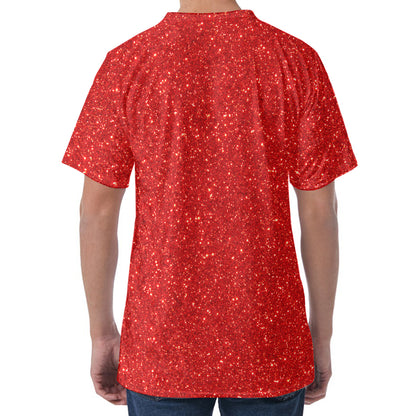 Red (NOT Real) Glitter Print Men's Velvet T-Shirt