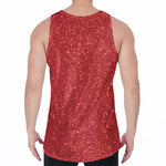 Red (NOT Real) Glitter Print Men's Velvet Tank Top