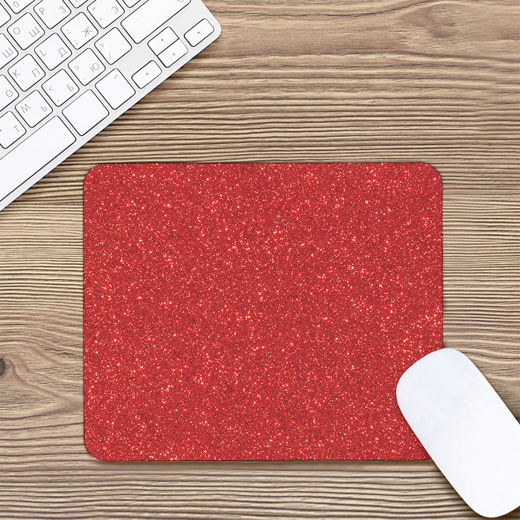 Red (NOT Real) Glitter Print Mouse Pad