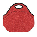 Red (NOT Real) Glitter Print Neoprene Lunch Bag