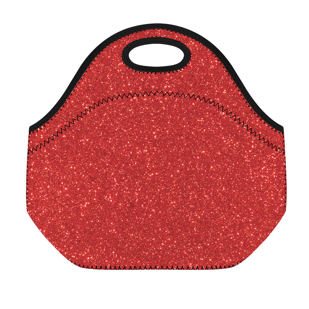 Red (NOT Real) Glitter Print Neoprene Lunch Bag