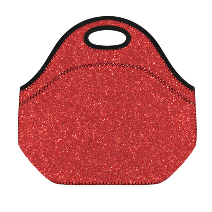 Red (NOT Real) Glitter Print Neoprene Lunch Bag