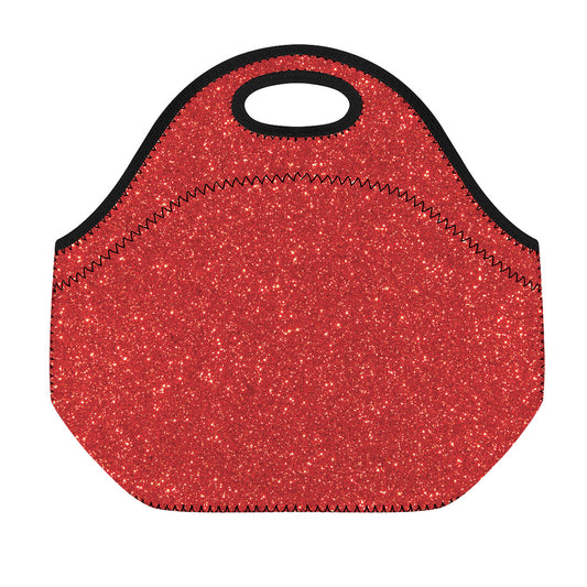 Red (NOT Real) Glitter Print Neoprene Lunch Bag