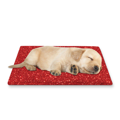 Red (NOT Real) Glitter Print Pet Cooling Mat Cover
