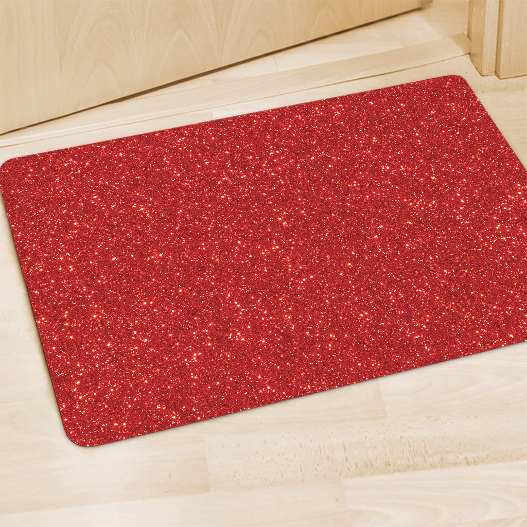 Red (NOT Real) Glitter Print Polyester Doormat