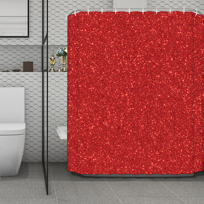 Red (NOT Real) Glitter Print Polyester Shower Curtain