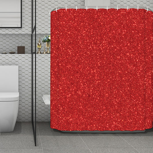 Red (NOT Real) Glitter Print Polyester Shower Curtain