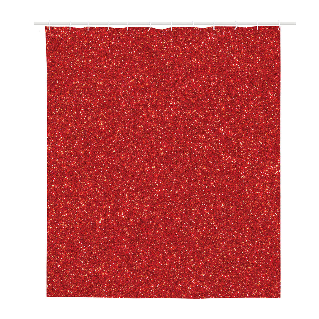 Red (NOT Real) Glitter Print Polyester Shower Curtain