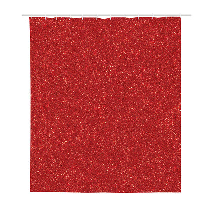 Red (NOT Real) Glitter Print Polyester Shower Curtain