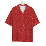 Red (NOT Real) Glitter Print Rayon Hawaiian Shirt