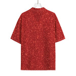 Red (NOT Real) Glitter Print Rayon Hawaiian Shirt